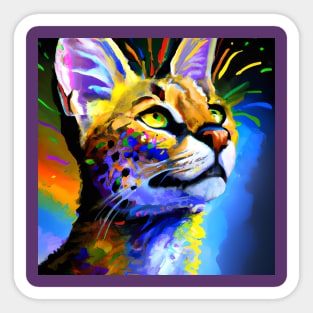 Savannah Cat Rainbow Painting Sticker